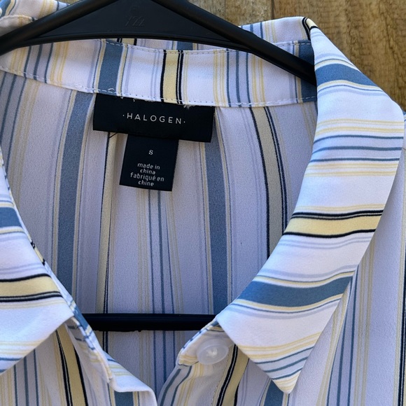 Halogen Vertical Stripe Woven Button-Up Shirt Size Small - Picture 7 of 10
